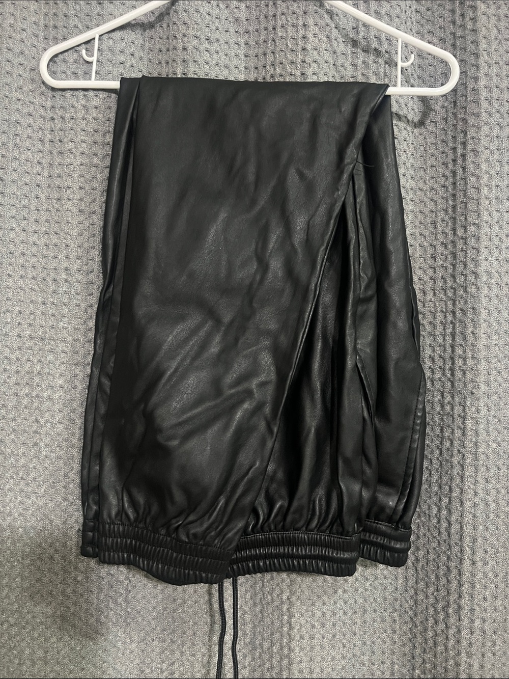 Black Faux Leather Jogger Pants